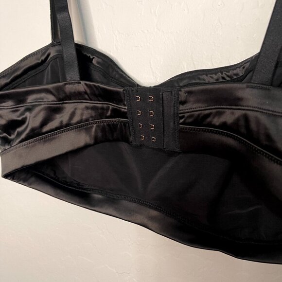 Aerie True Black Shine Polyester Stretch Bandeau Bra XXL - Picture 4 of 6